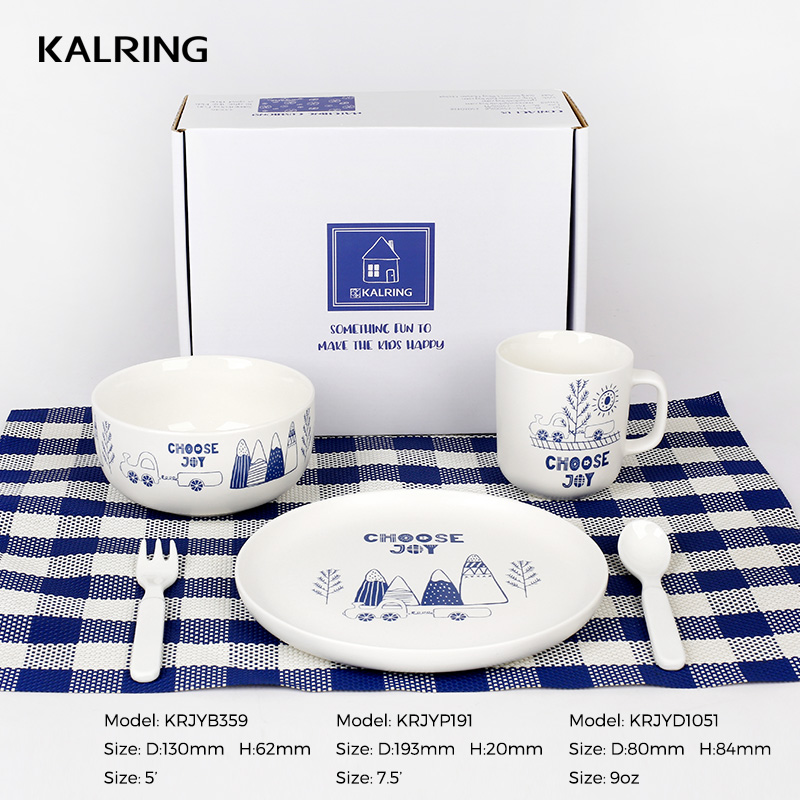 New bone China Child interest blue line tableware