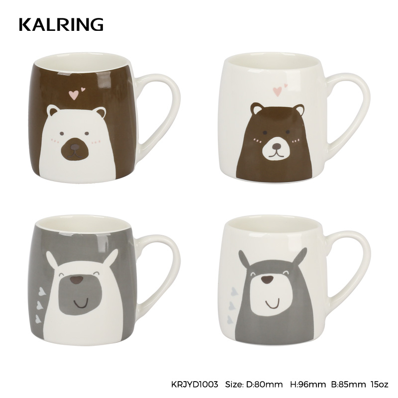 New bone China mug with bear decoration with color box